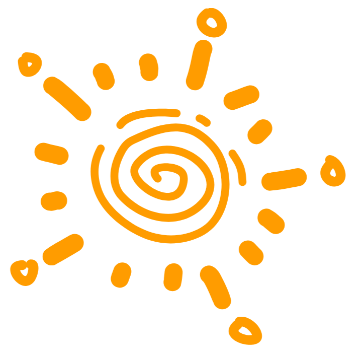 Sun Abstract illustration of a bright orange sunburst.
